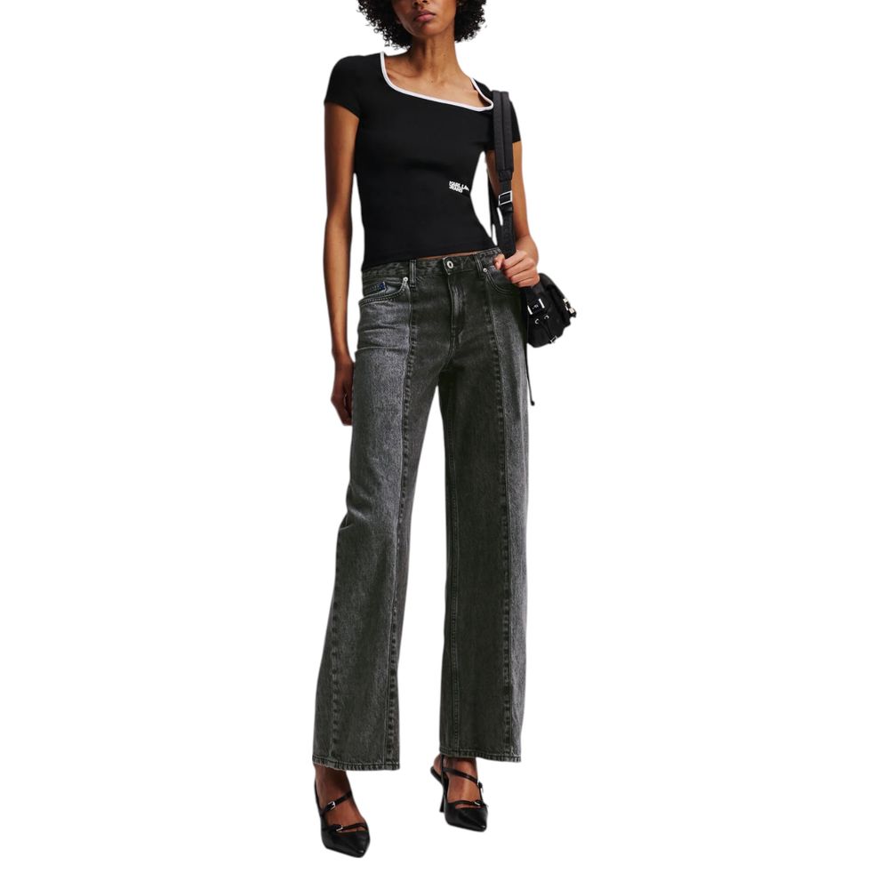 Schwarze Baumwolljeans im Relaxed Fit