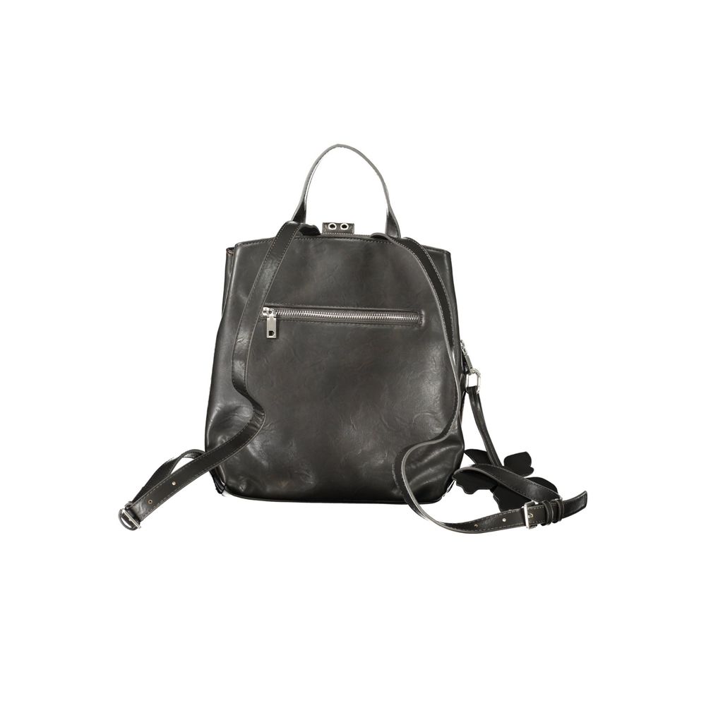 Schwarzer Rucksack aus Polyurethan für Damen