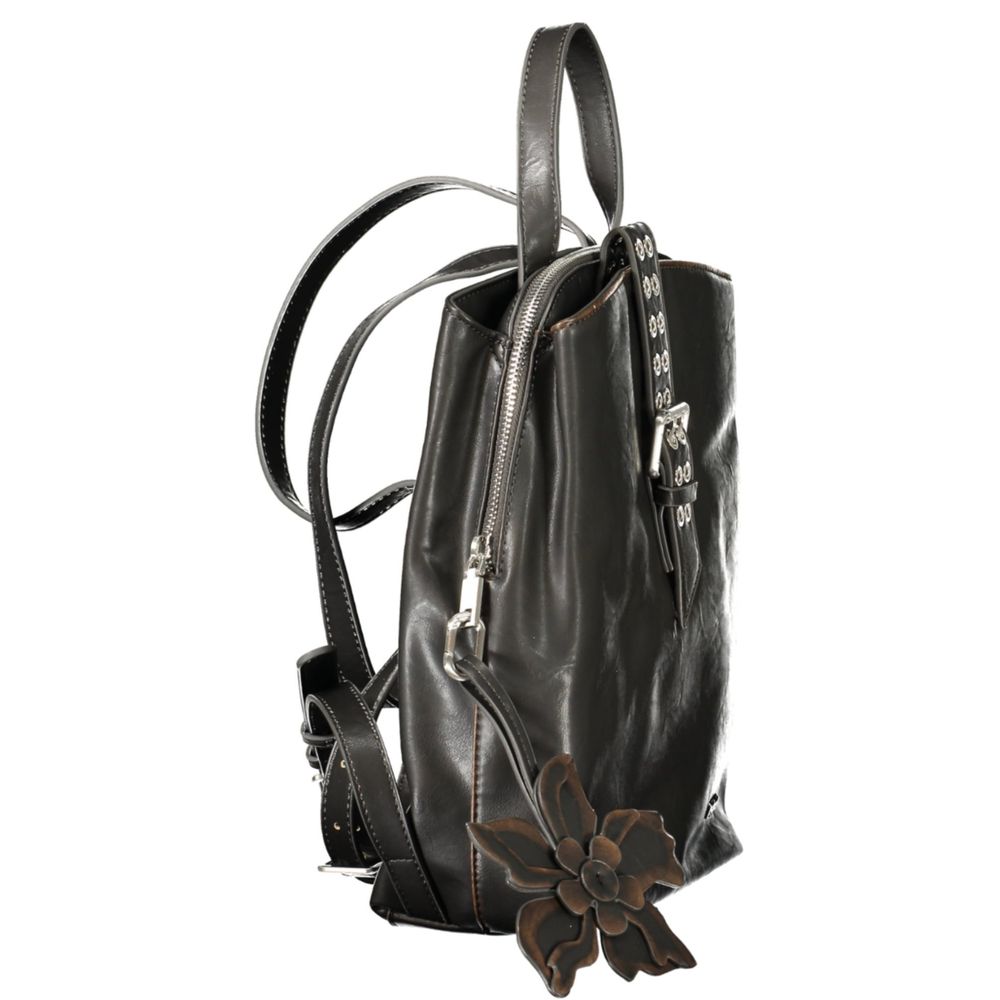 Schwarzer Rucksack aus Polyurethan für Damen