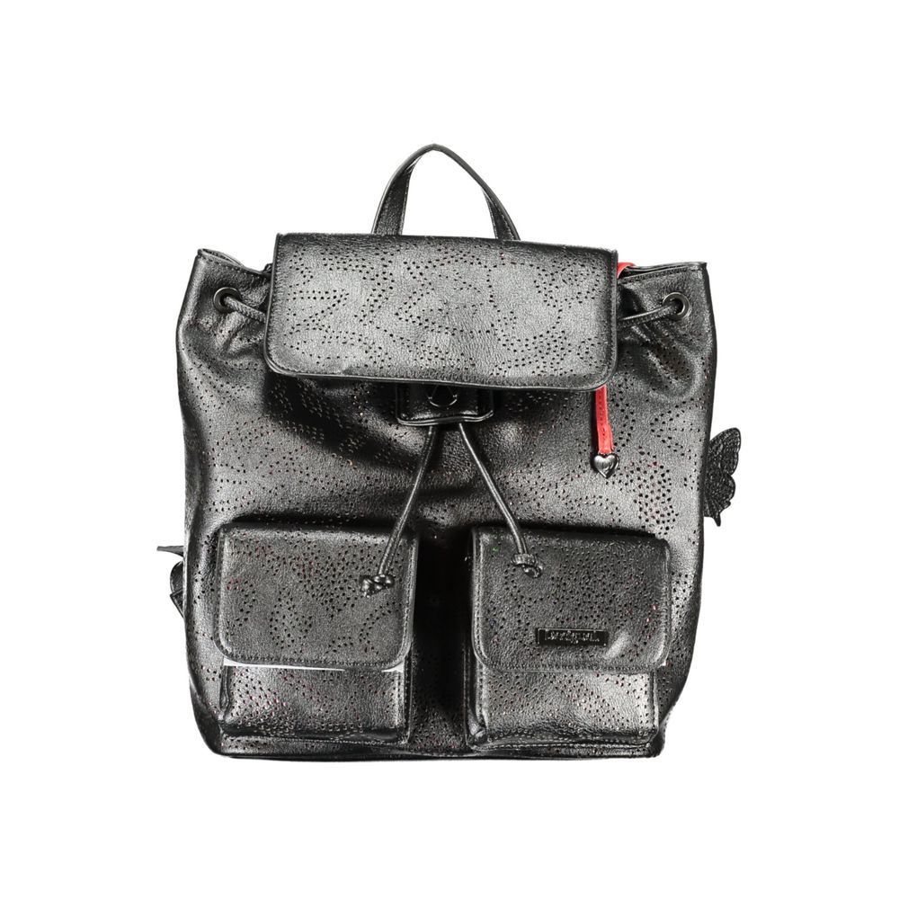 Schwarzer Mini-Rucksack aus Polyurethan für Damen