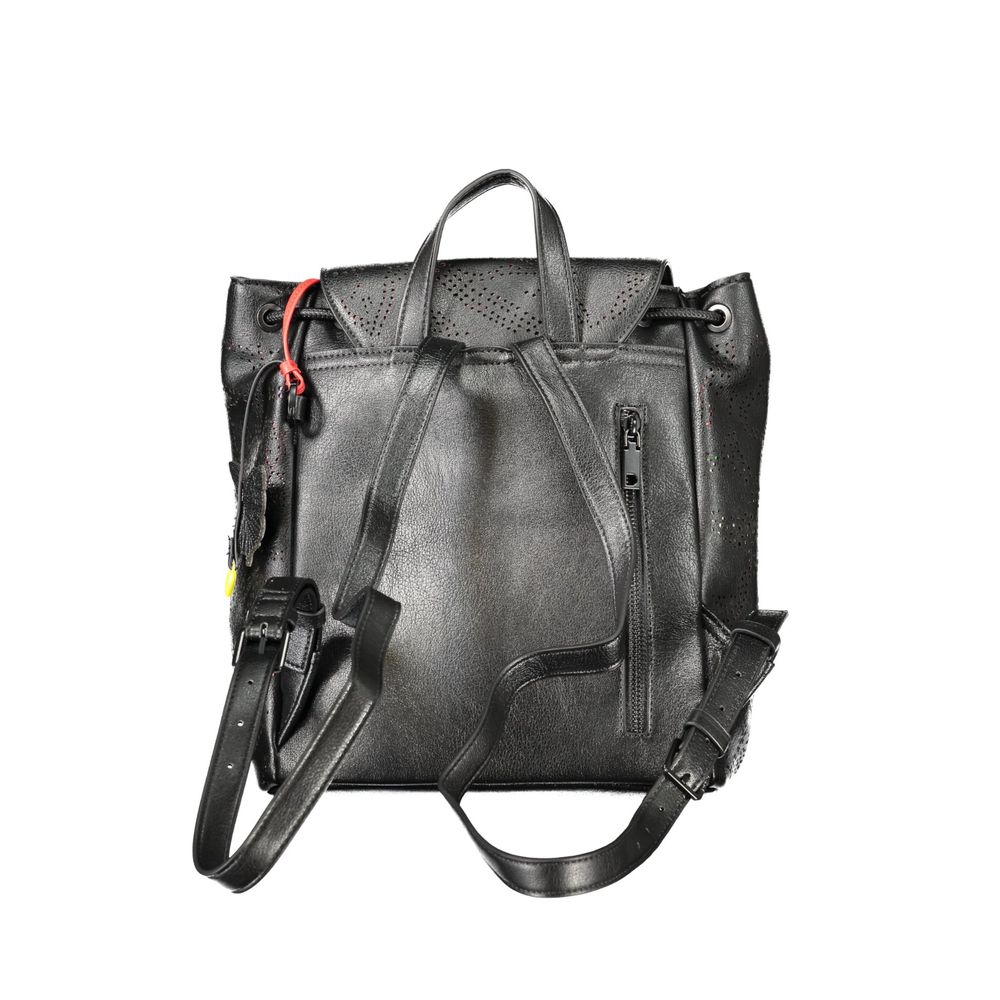 Schwarzer Mini-Rucksack aus Polyurethan für Damen