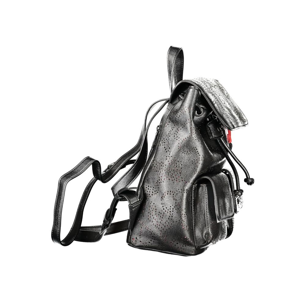 Schwarzer Mini-Rucksack aus Polyurethan für Damen