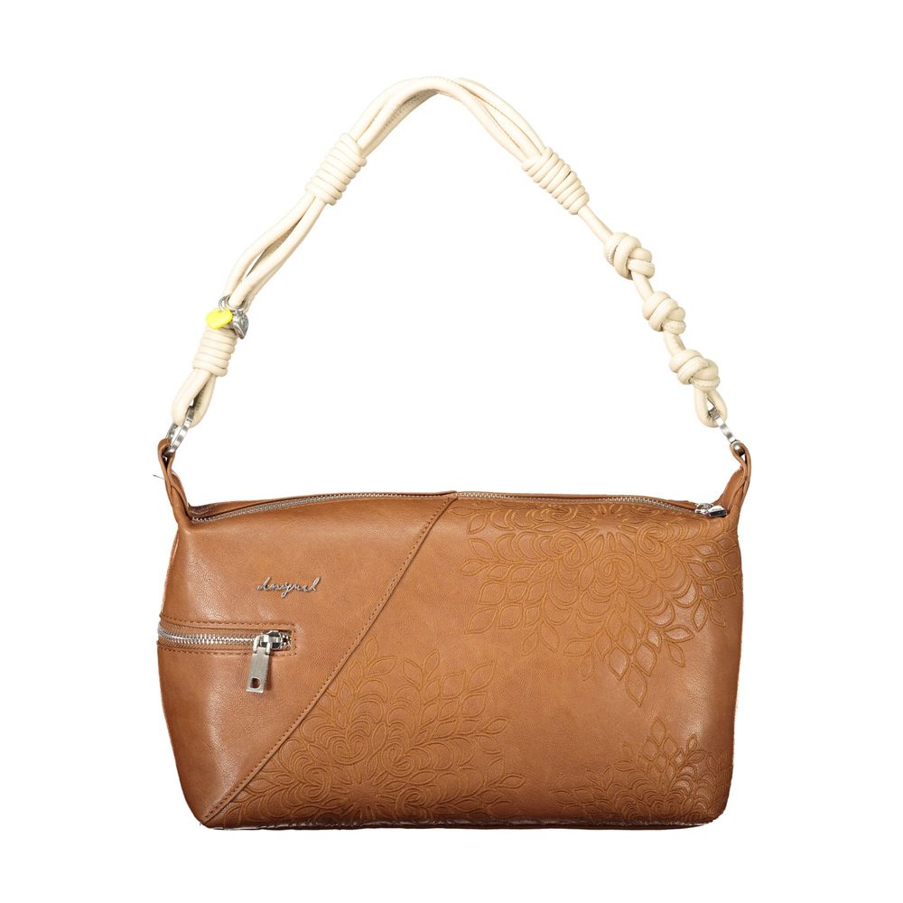 Schultertasche aus Polyurethan in Marrone für Damen