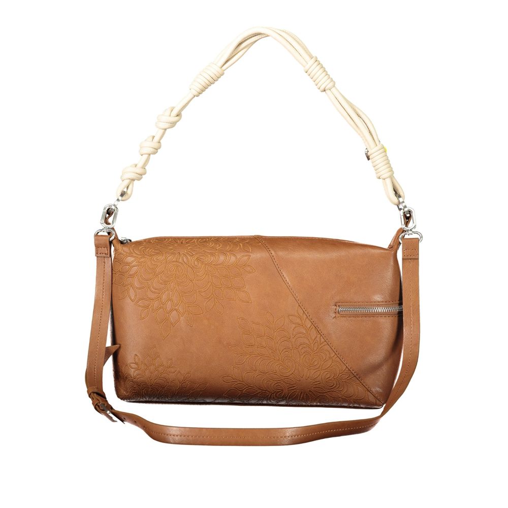 Schultertasche aus Polyurethan in Marrone für Damen