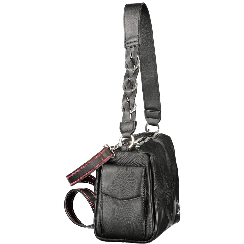 Schwarze Damen-Handtasche aus Polyurethan