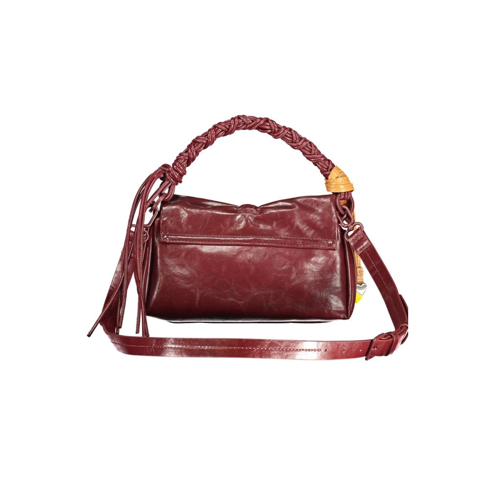 Burgunderfarbene Mini-Tasche aus Polyurethan für Damen
