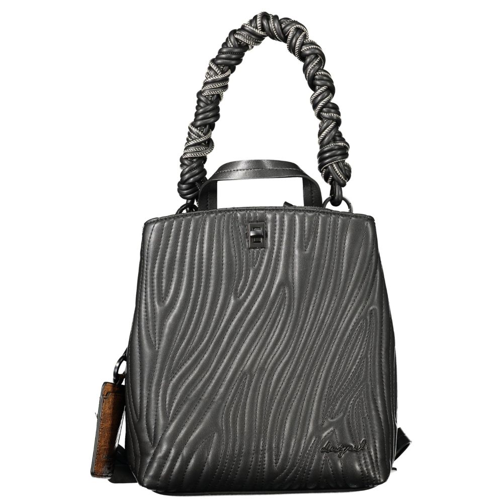 Schwarzer Mini-Rucksack aus Polyurethan für Damen