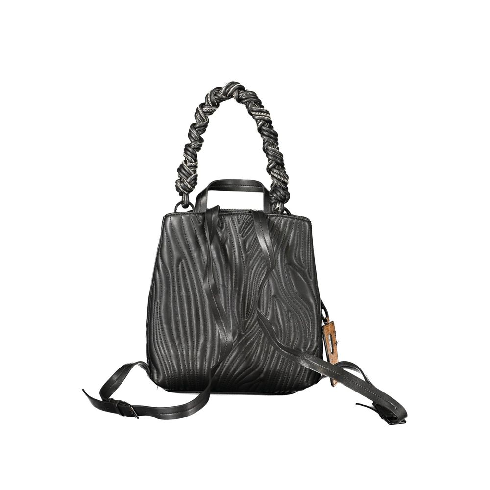 Schwarzer Mini-Rucksack aus Polyurethan für Damen