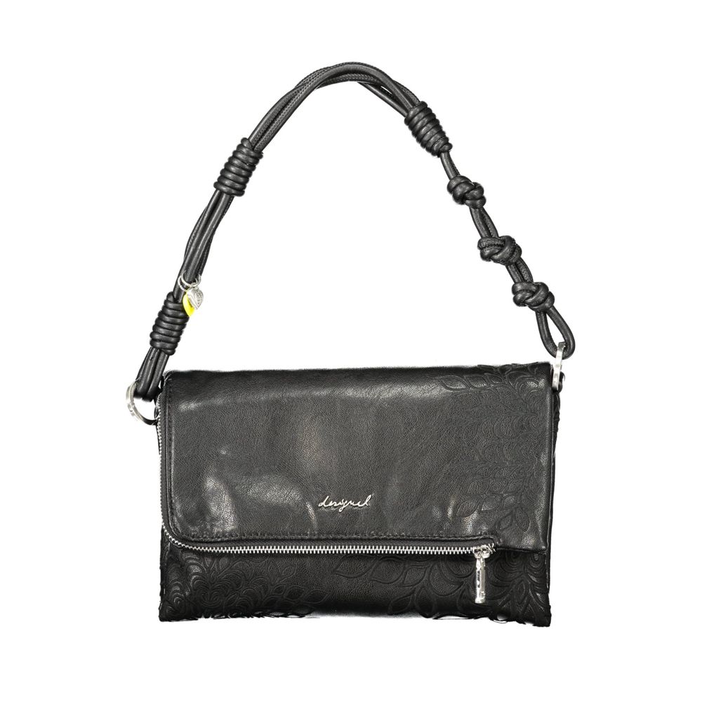 Schwarze Damen-Handtasche aus Polyurethan