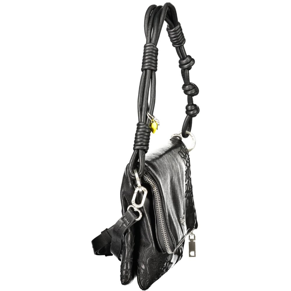 Schwarze Damen-Handtasche aus Polyurethan