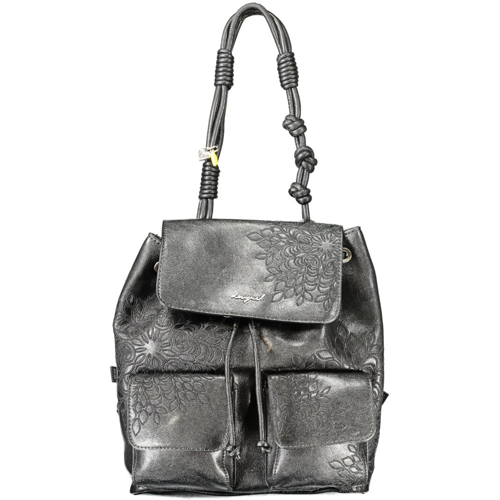 Schwarzer Mini-Rucksack aus Polyurethan für Damen