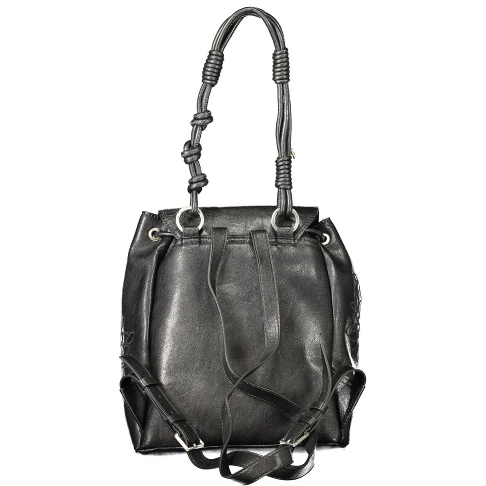 Schwarzer Mini-Rucksack aus Polyurethan für Damen