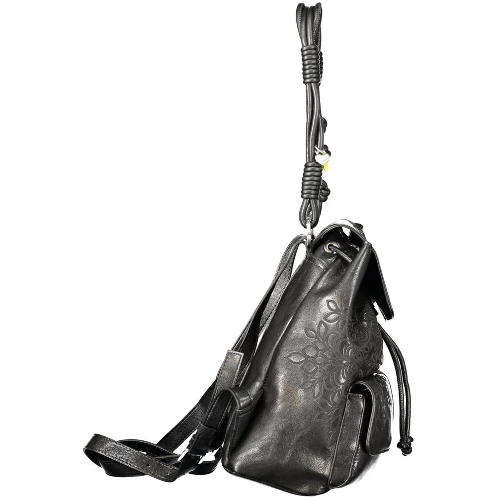 Schwarzer Mini-Rucksack aus Polyurethan für Damen