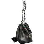 Schwarze Damen-Handtasche aus Polyurethan