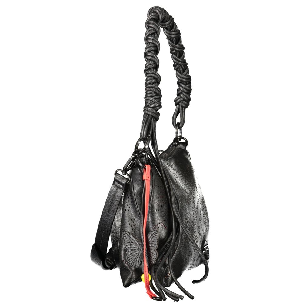 Schwarze Damen-Handtasche aus Polyurethan