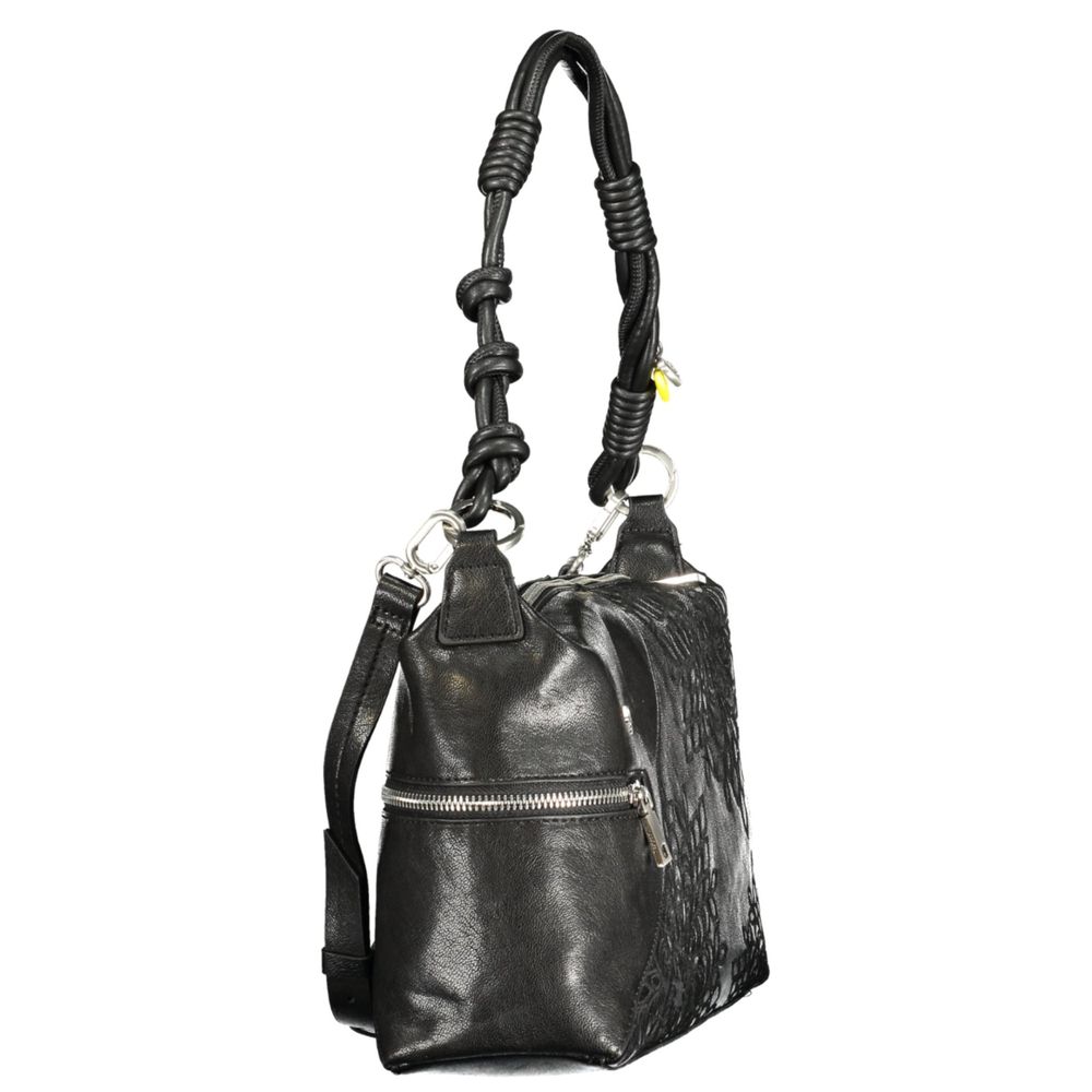 Schwarze Damen-Handtasche aus Polyurethan