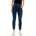 Mehrfarbige Baumwolljeans mit hoher Taille