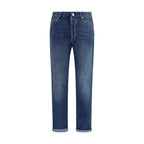 Blaue Jeans aus Baumwolle im geraden Schnitt Brunello Cucinelli