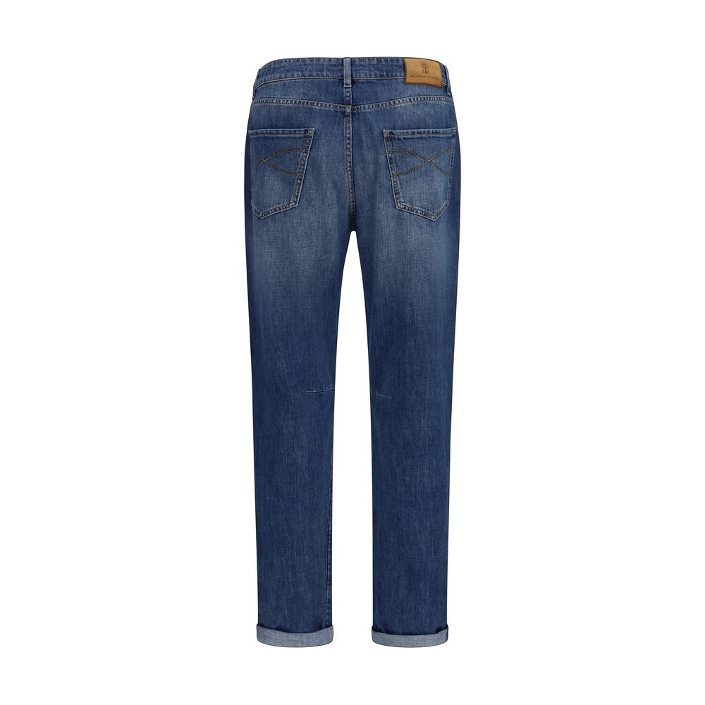 Blaue Jeans aus Baumwolle im geraden Schnitt Brunello Cucinelli