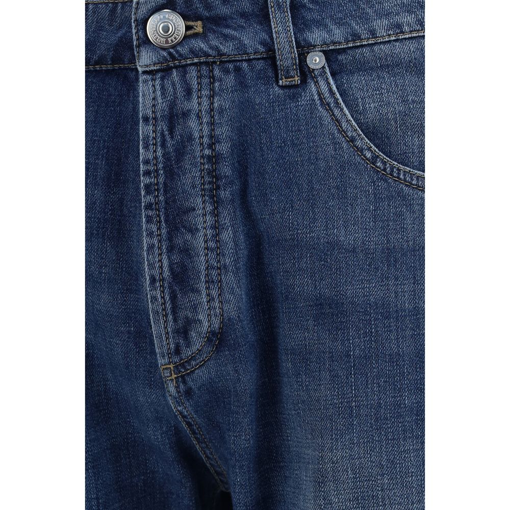 Blaue Jeans aus Baumwolle im geraden Schnitt Brunello Cucinelli