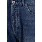 Blaue Jeans aus Baumwolle im geraden Schnitt Brunello Cucinelli