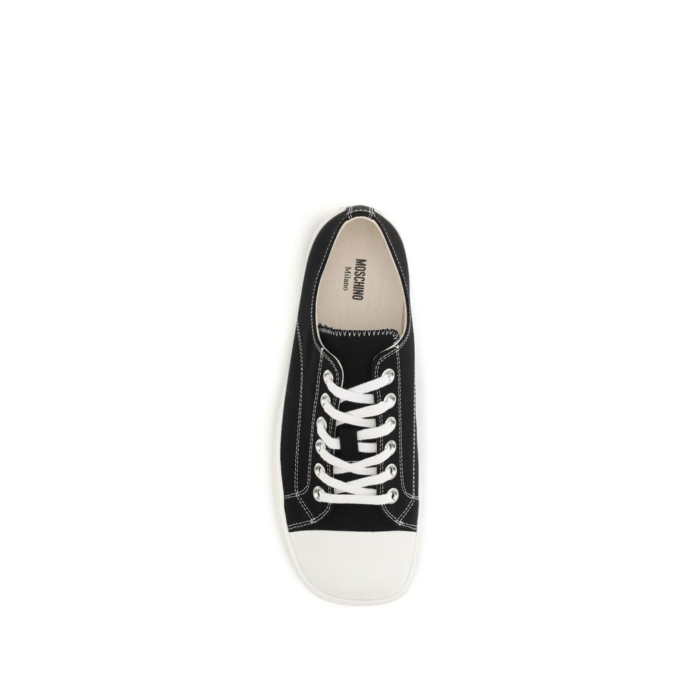 Schwarze Low-Top-Sneaker aus Baumwolle
