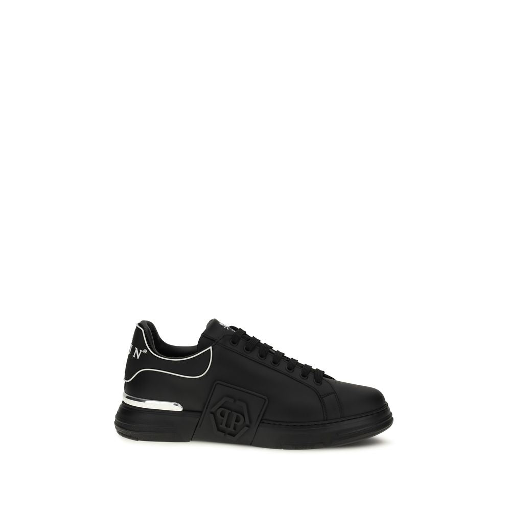 Schwarze Bos Taurus Kalbsleder Low-Top-Sneaker