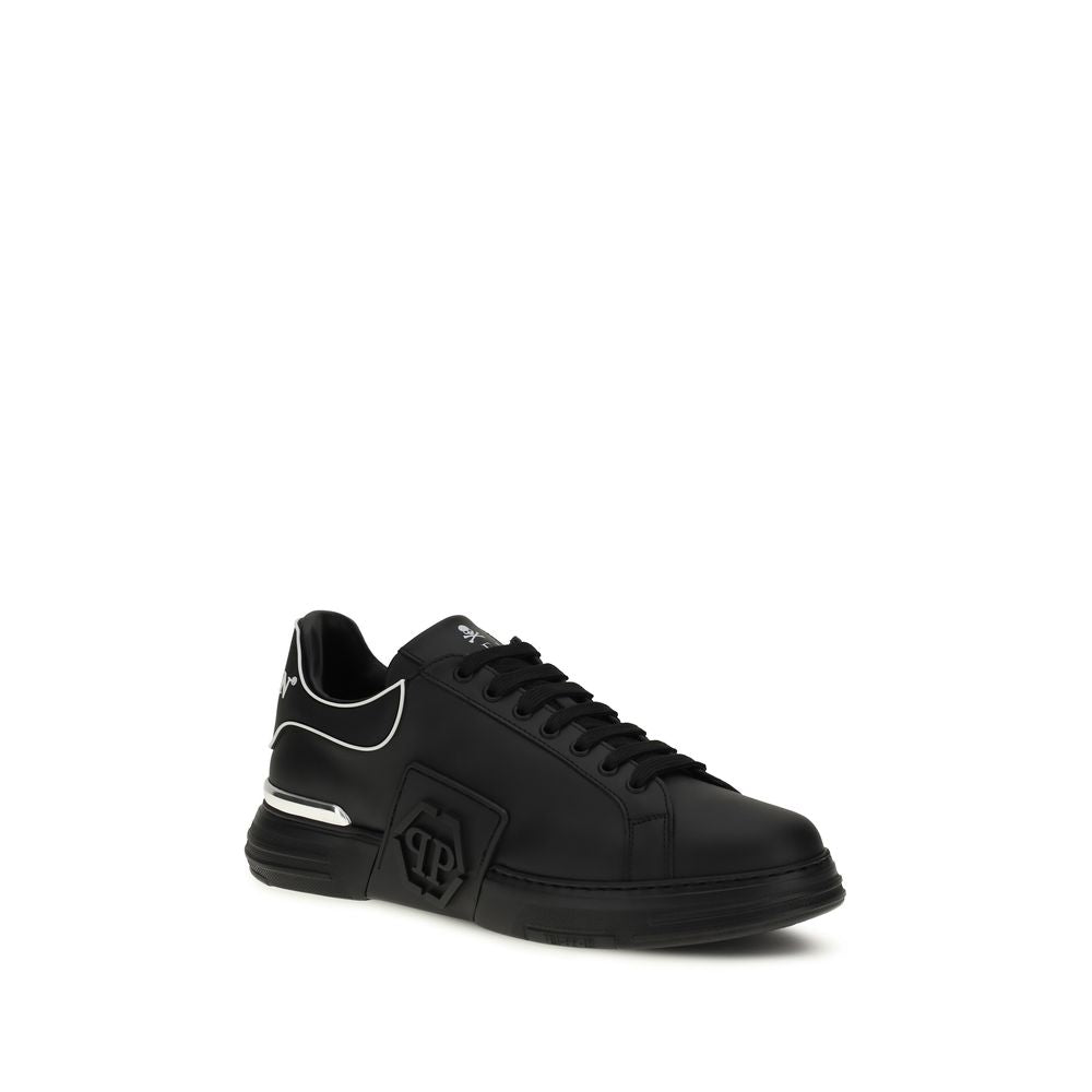 Schwarze Bos Taurus Kalbsleder Low-Top-Sneaker