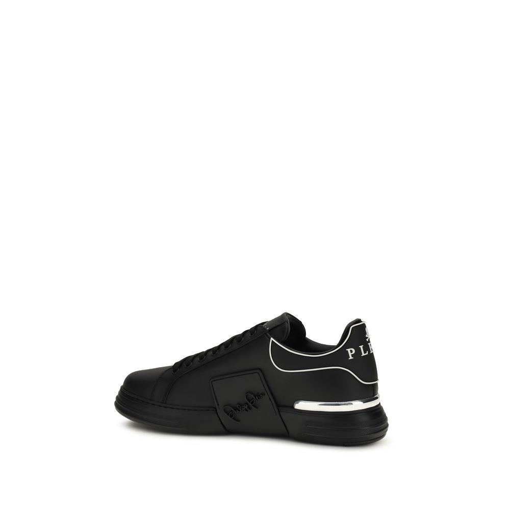 Schwarze Bos Taurus Kalbsleder Low-Top-Sneaker