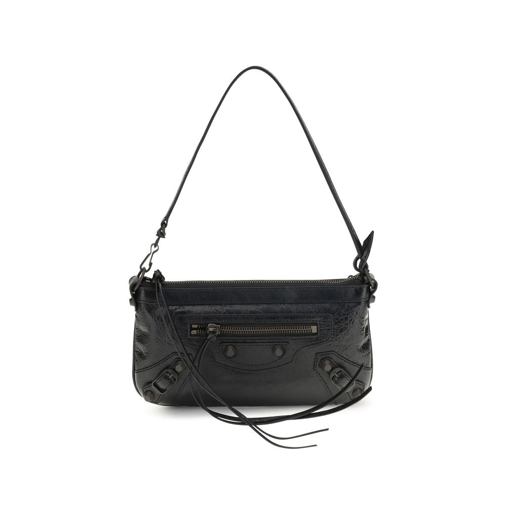 Schwarze Lammleder Schultertasche Ovis Aries Aries