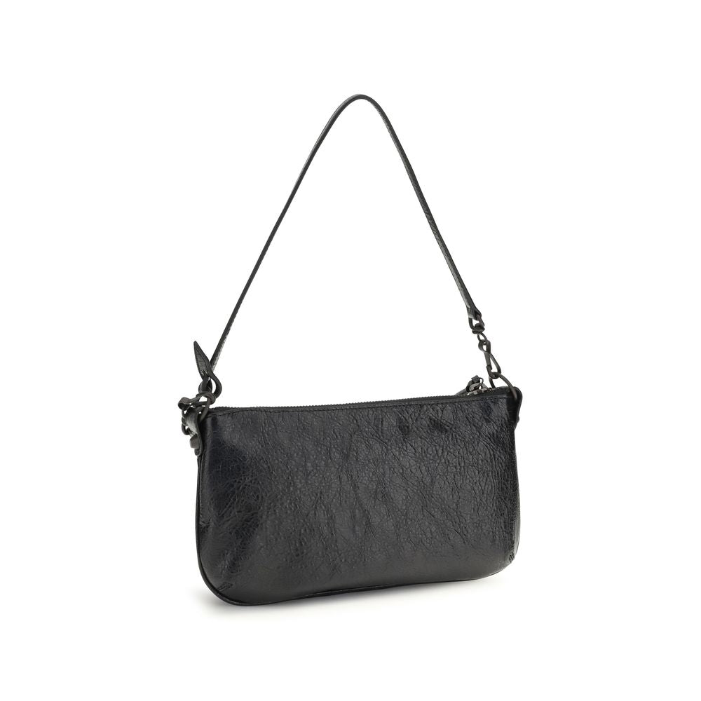 Schwarze Lammleder Schultertasche Ovis Aries Aries