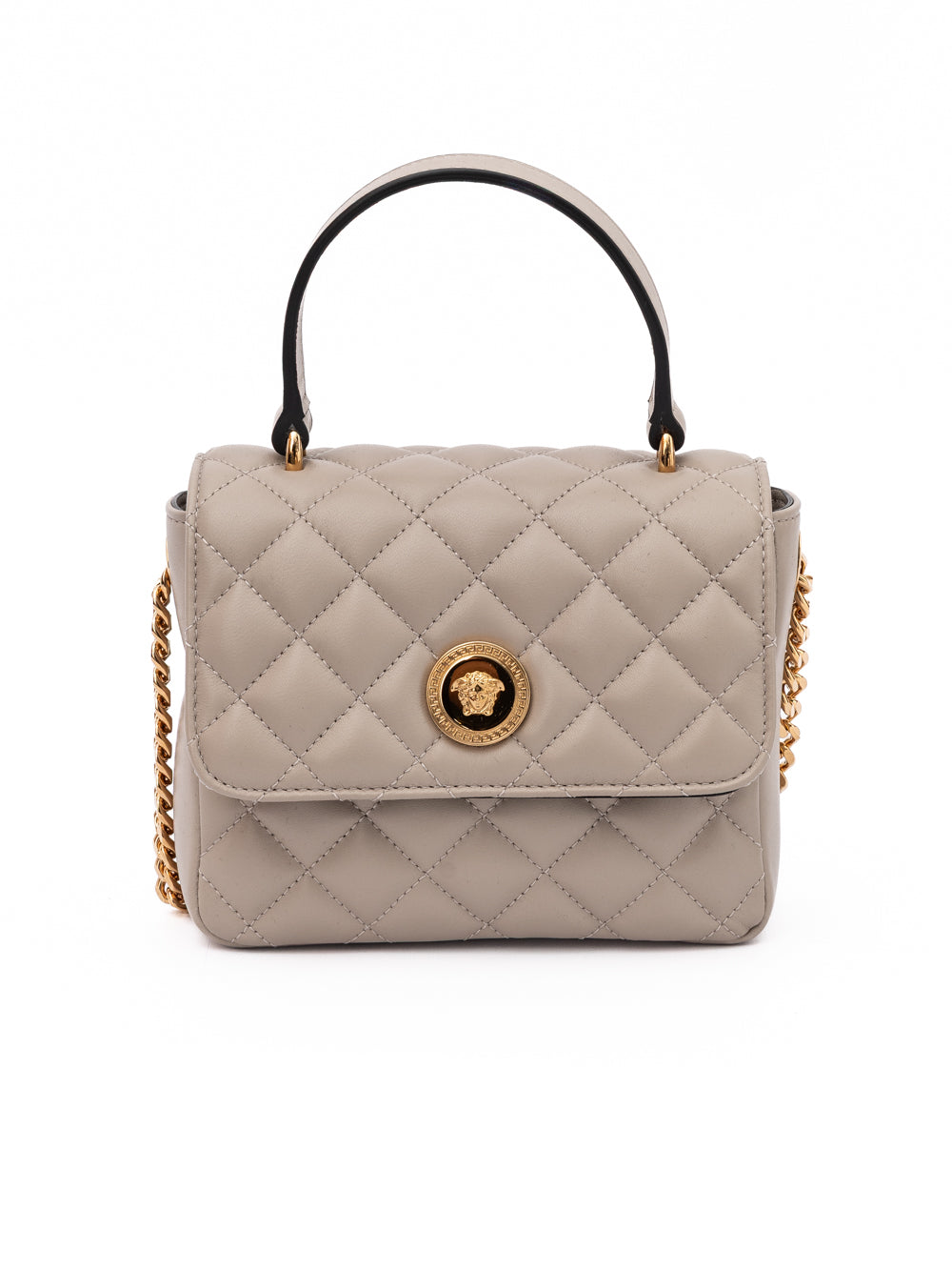 Taupe gesteppte Lederhandtasche