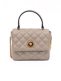 Taupe gesteppte Lederhandtasche