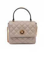 Taupe gesteppte Lederhandtasche