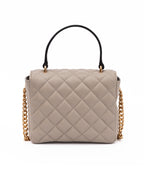 Taupe gesteppte Lederhandtasche