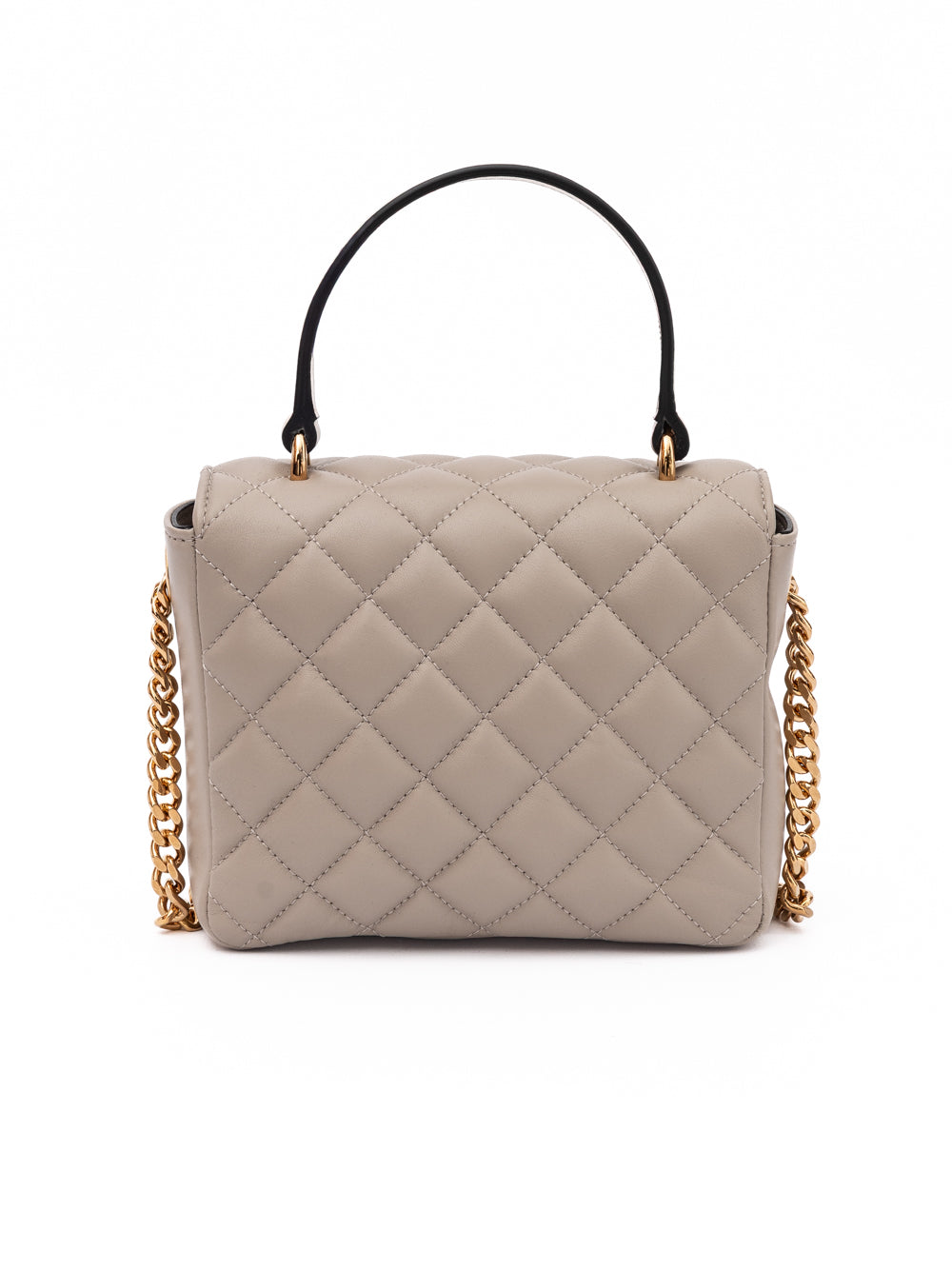 Taupe gesteppte Lederhandtasche