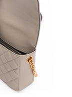 Taupe gesteppte Lederhandtasche