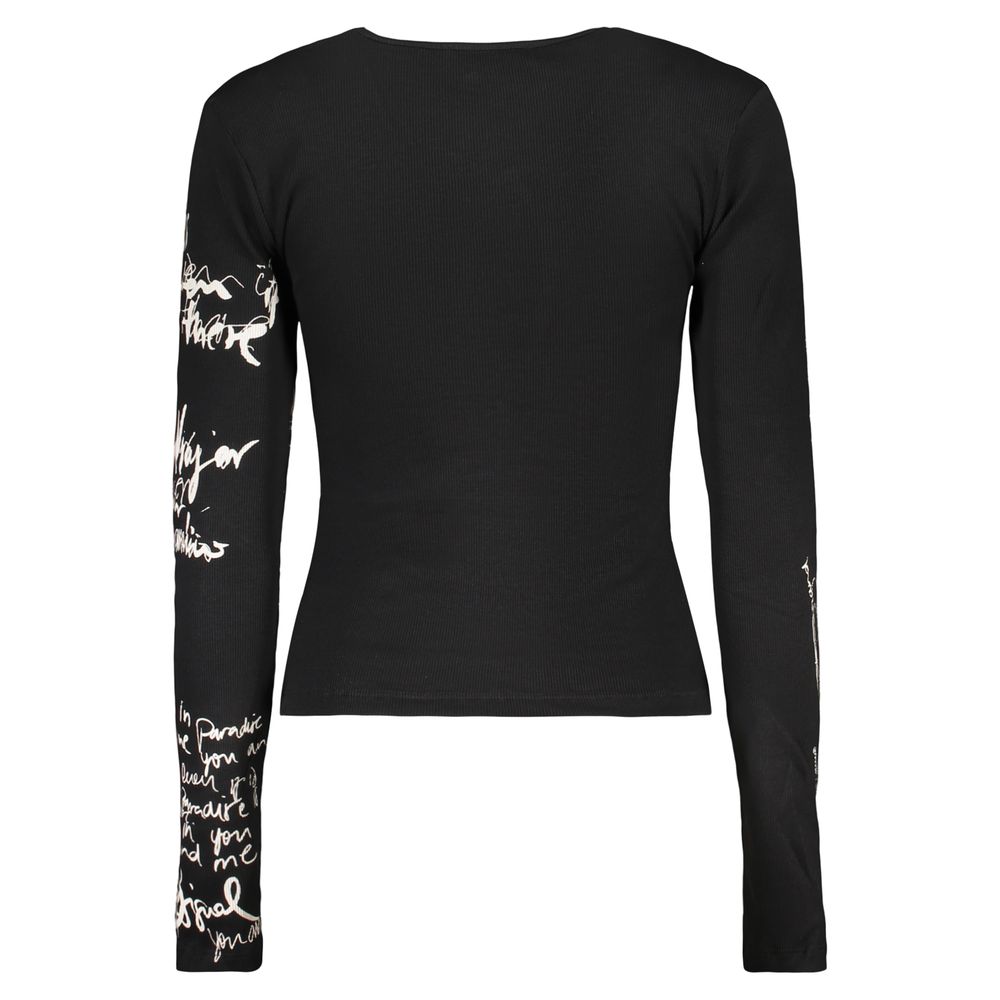Schwarzer Damen-Strickpullover aus Baumwolle