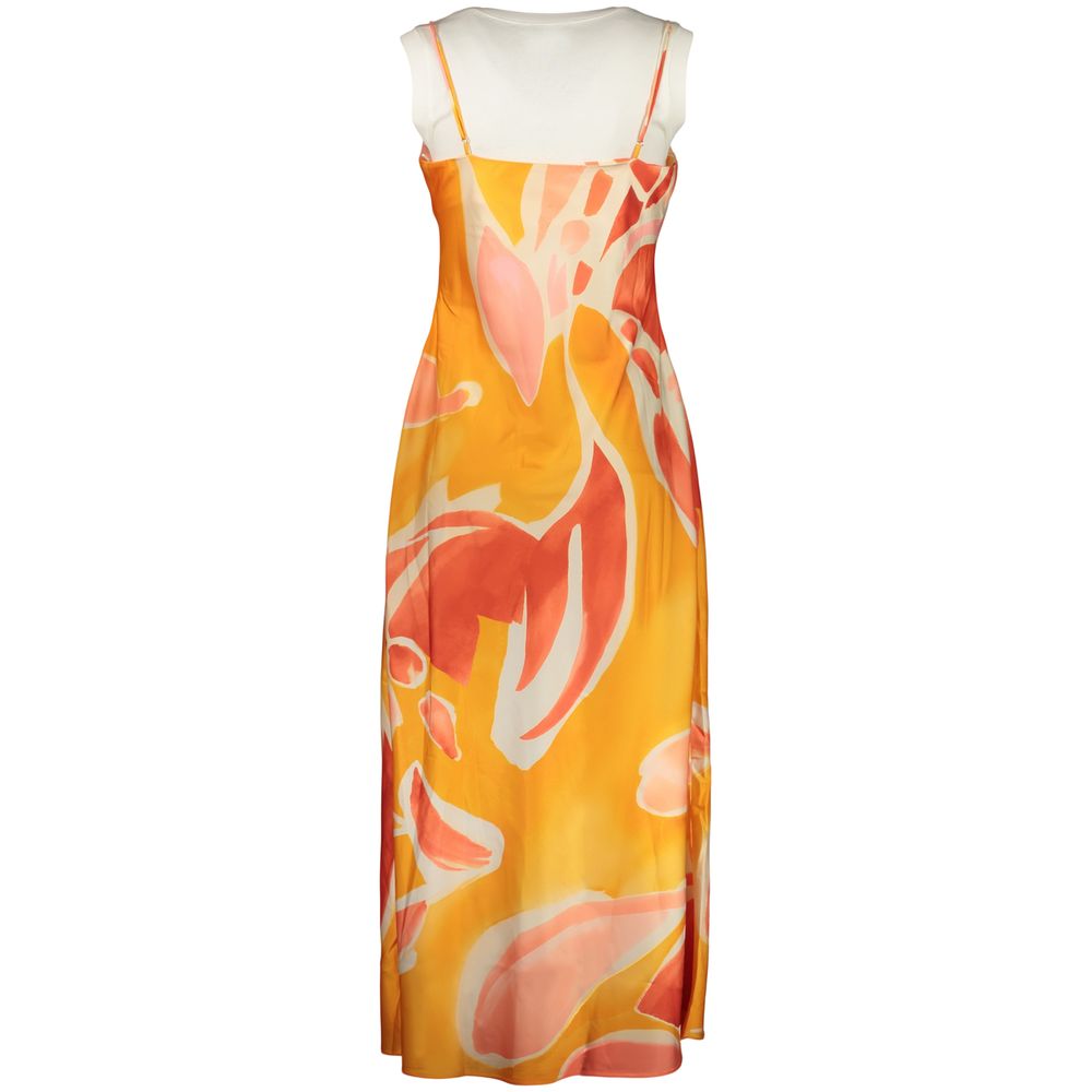 Orange Polyester Casual Dress
