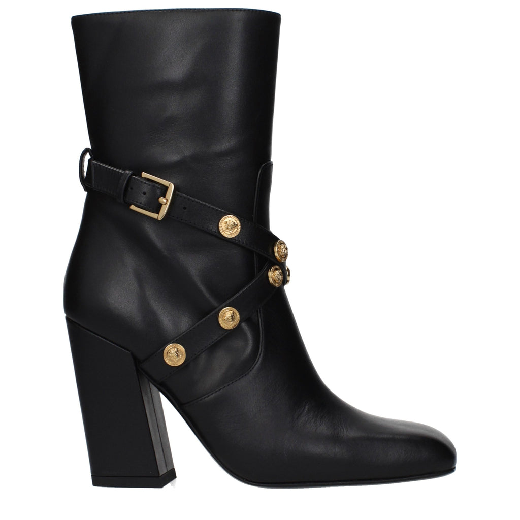 Schwarze Leder-Stiefeletten