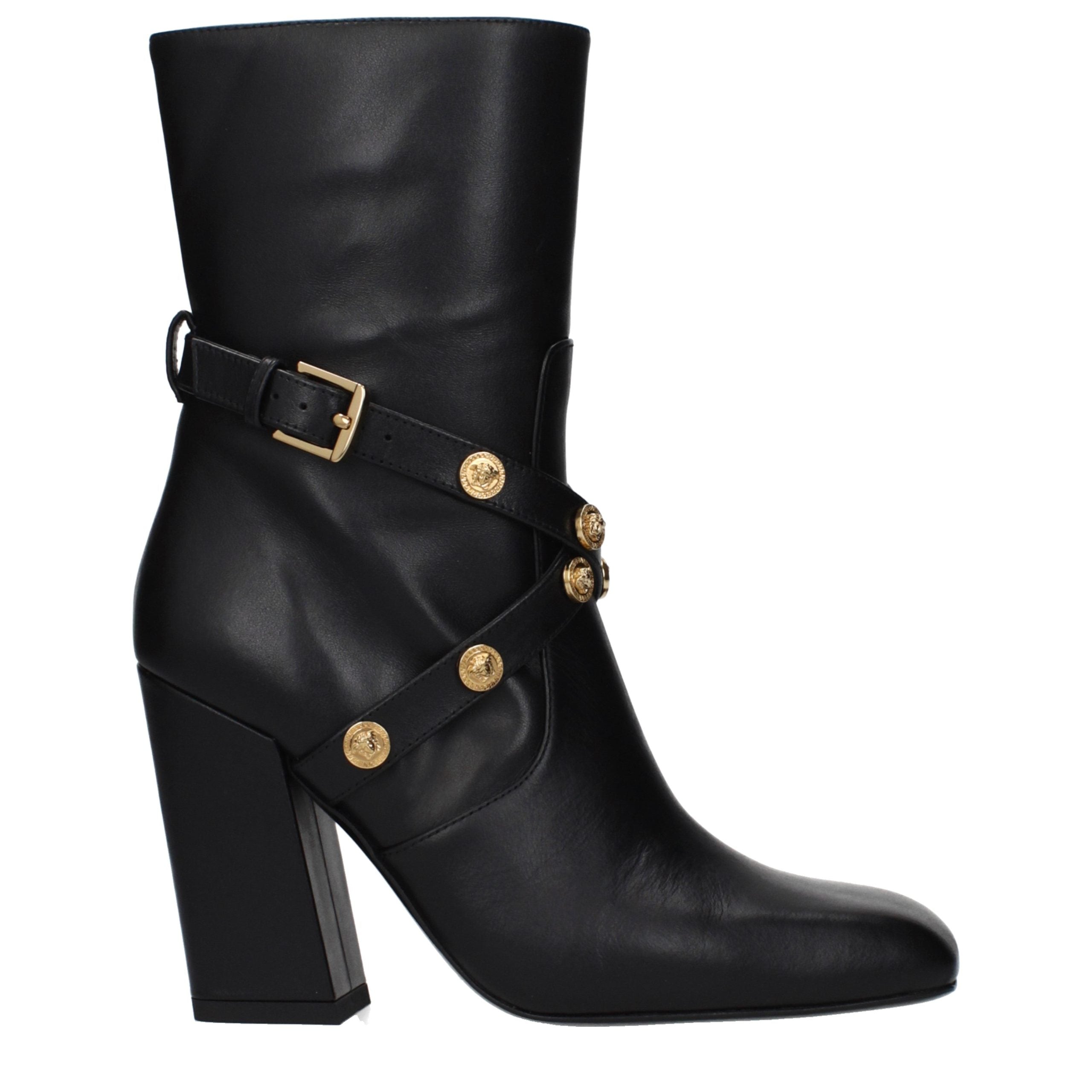 Schwarze Leder-Stiefeletten