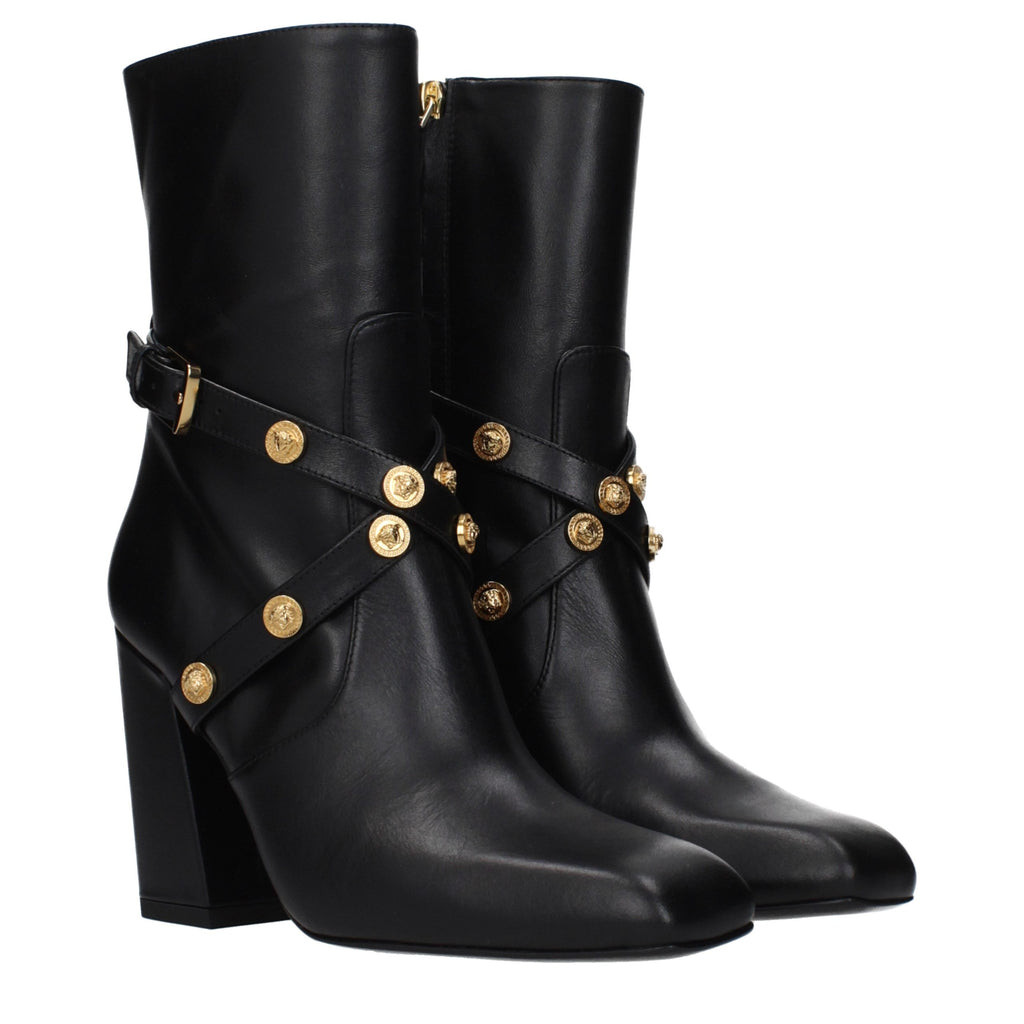 Schwarze Leder-Stiefeletten