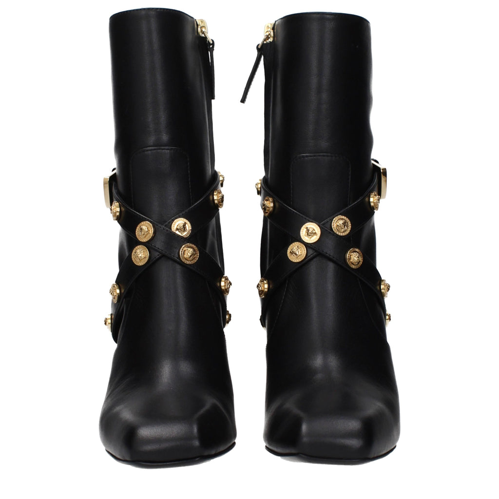 Schwarze Leder-Stiefeletten