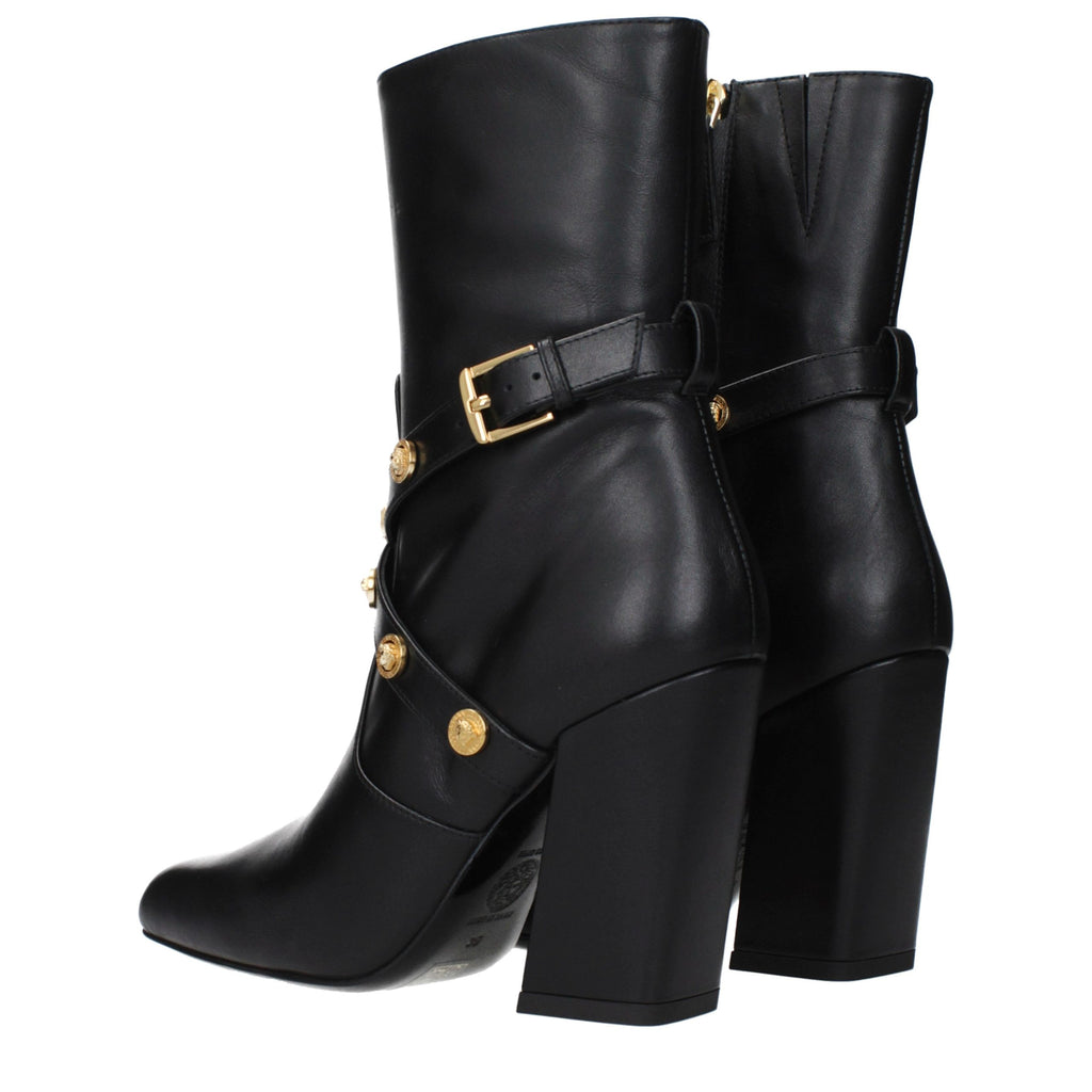 Schwarze Leder-Stiefeletten
