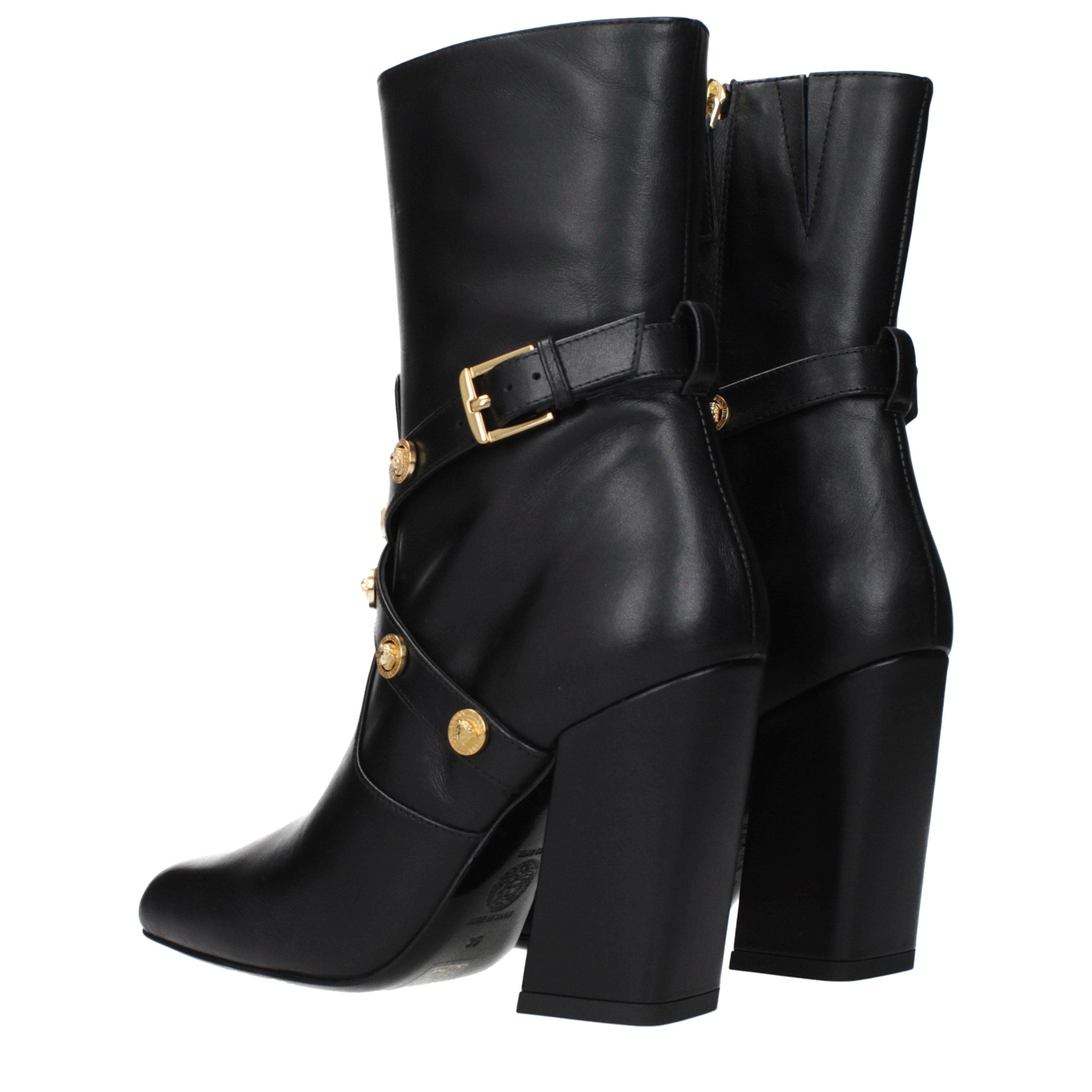 Schwarze Leder-Stiefeletten