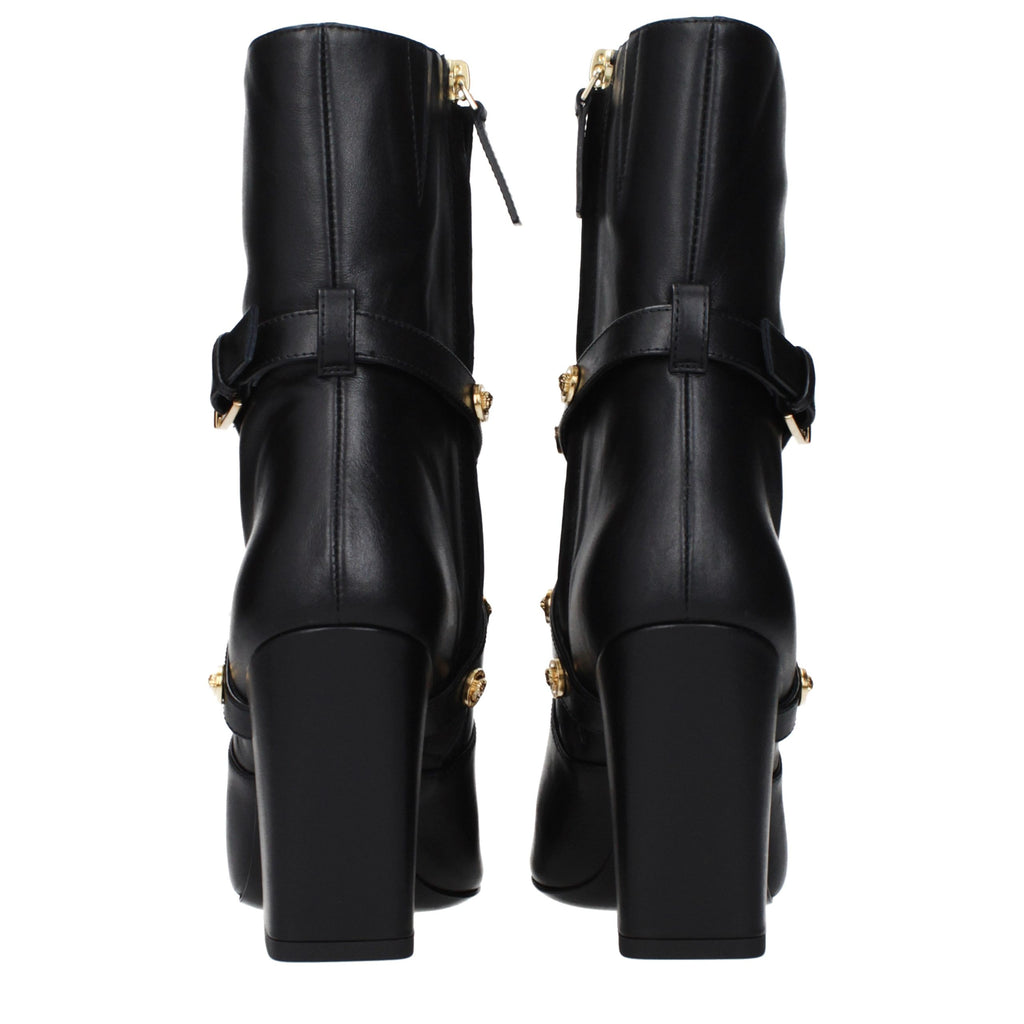 Schwarze Leder-Stiefeletten