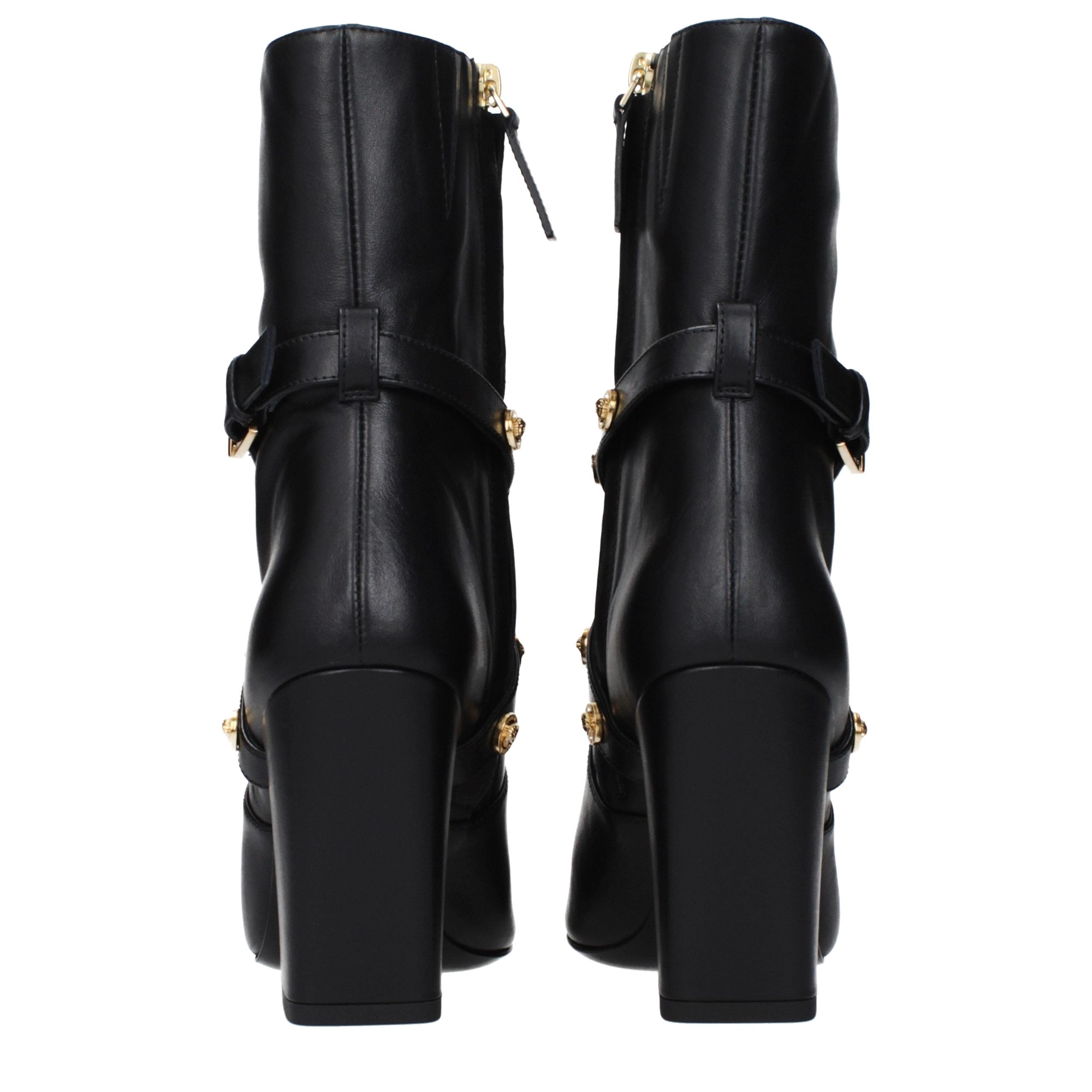 Schwarze Leder-Stiefeletten