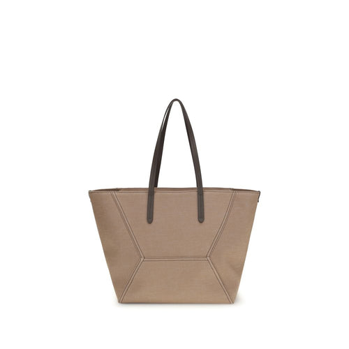 Beige Cotton Shoulder Bag Brunello Cucinelli
