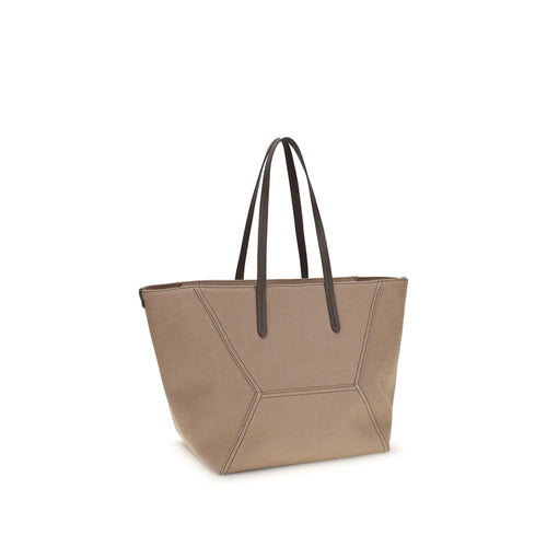 Beige Cotton Shoulder Bag Brunello Cucinelli