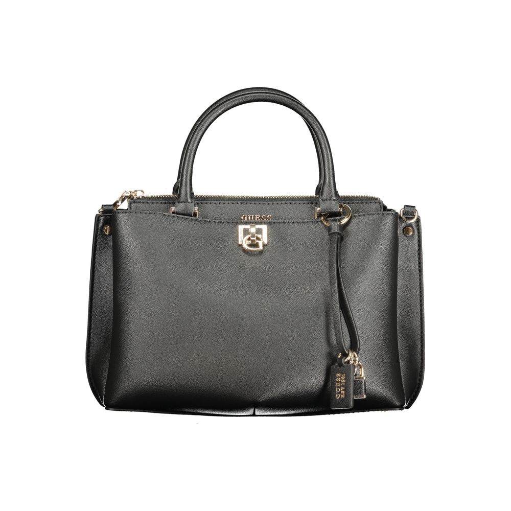 Schwarze Damen-Handtasche aus Polyurethan